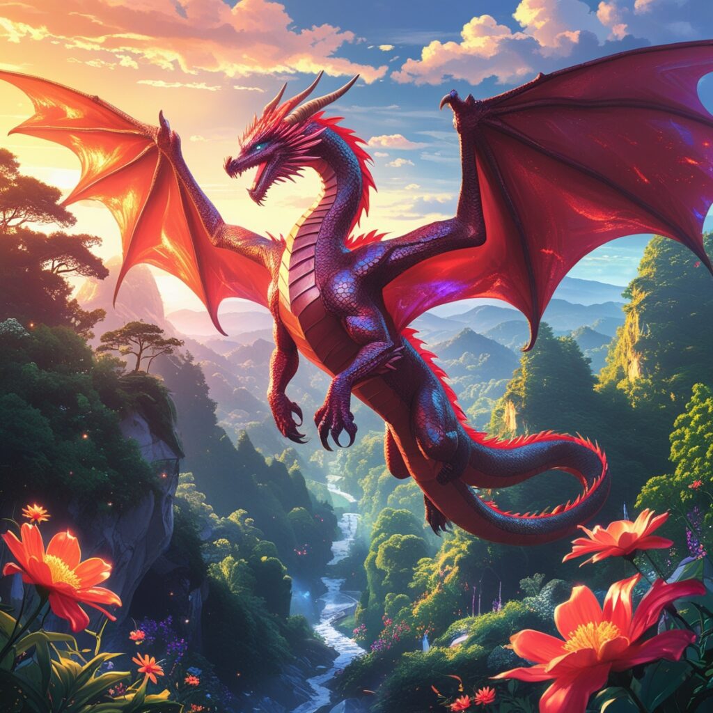 A magical red dragon