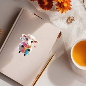 Cute Sheep Knitting Sticker